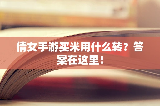 倩女手游买米用什么转？答案在这里！